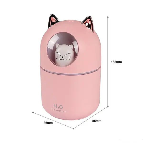 Увлажнитель воздуха Humidifier H2O Cat USB с котиком на 300мл. Цвет: розовый