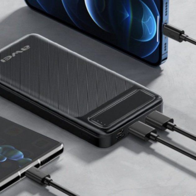 Power Bank Awei P5K 10000 mah Портативное зарядное УМБ 2xUSB черный
