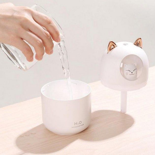Увлажнитель воздуха Humidifier H2O Cat USB с котиком на 300мл. Цвет: белый