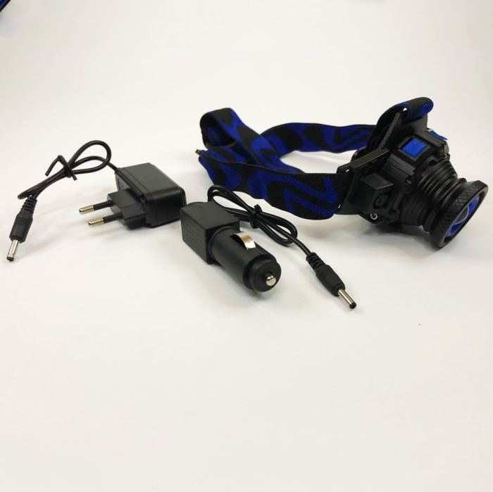 Фонарь налобный W001-XPE, ЗУ 220V/12V, встроенный аккумулятор, Мощный аккумуляторный налобный фонарик