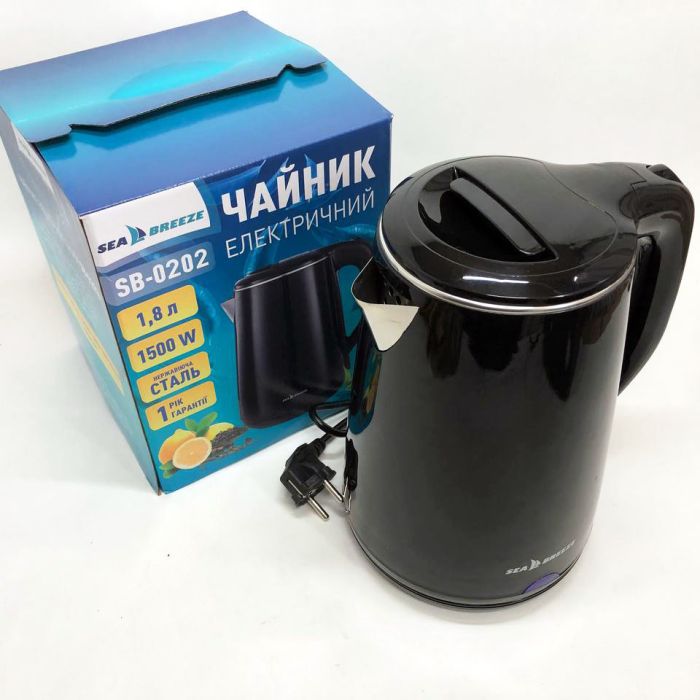 Чайник термос SeaBreeze SB-0202 1.8Л, 1500 Вт, хороший электрический чайник, тихий электрический чайник