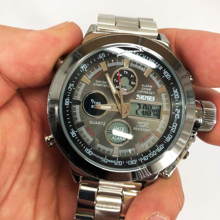 Часы наручные мужские SKMEI 1515SI SILVER, водонепроницаемые мужские часы. Цвет: серебряный