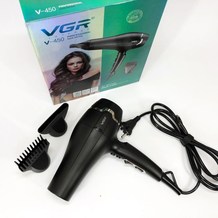 Профессиональный фен VGR V-450 для сушки укладки волос 2400 Вт режим Turbo, Воздушный стайлер для волос