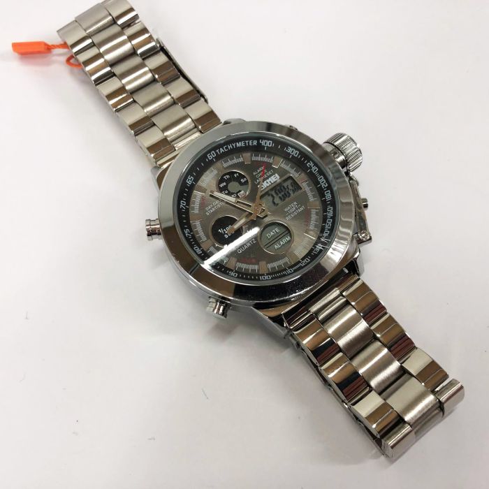 Часы наручные мужские SKMEI 1515SI SILVER, водонепроницаемые мужские часы. Цвет: серебряный