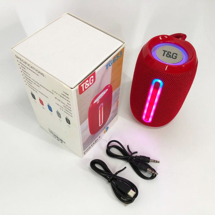 Портативная Bluetooth-колонка TG653 USB с ремешком, мощная переносная акустическая колонка. Цвет: красный