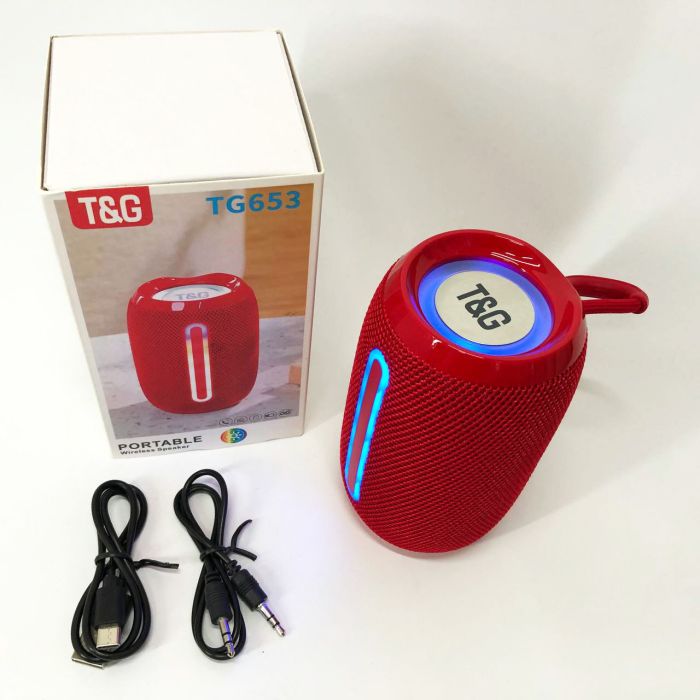 Портативная Bluetooth-колонка TG653 USB с ремешком, мощная переносная акустическая колонка. Цвет: красный