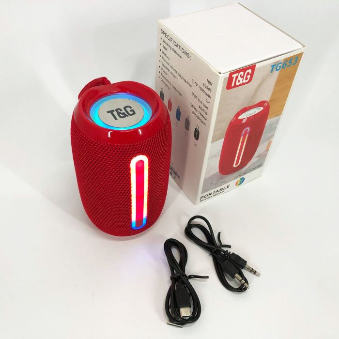 Портативная Bluetooth-колонка TG653 USB с ремешком, мощная переносная акустическая колонка. Цвет: красный