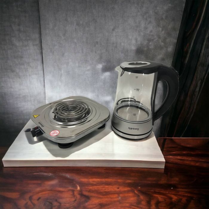 Набор дизайнерской линейки Rainberg: Электроплита Rainberg RB-010 + Чайник электрический Rainberg RB-704