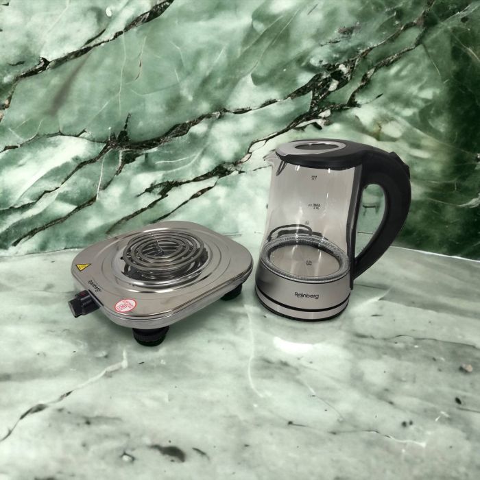 Набор дизайнерской линейки Rainberg: Электроплита Rainberg RB-010 + Чайник электрический Rainberg RB-704