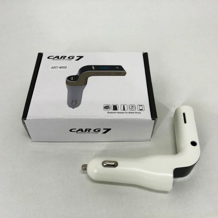 Модулятор FM MOD G7 Bluetooth, Блютуз модулятор в машину, Фм модулятор блютуз в машину. Цвет: белый
