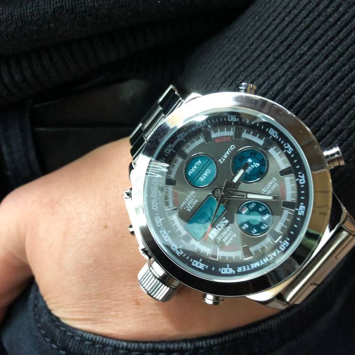 Часы наручные мужские SKMEI 1515SI SILVER, водонепроницаемые мужские часы. Цвет: серебряный