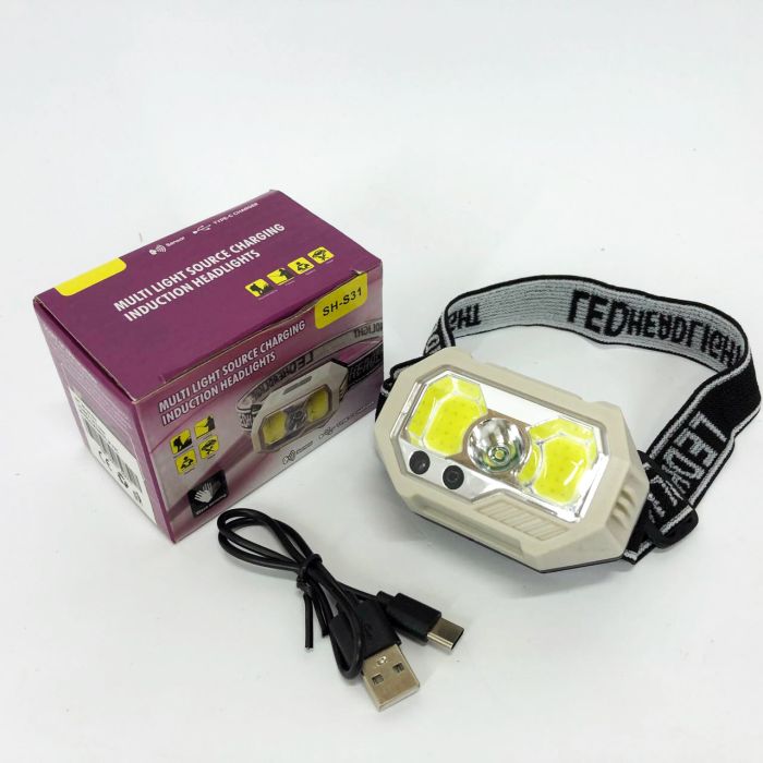 Фонарь налобный SH-S31-XPE+COB(white+red), Фонарь аккумуляторный для рыбалки, Фонарь для спасателей