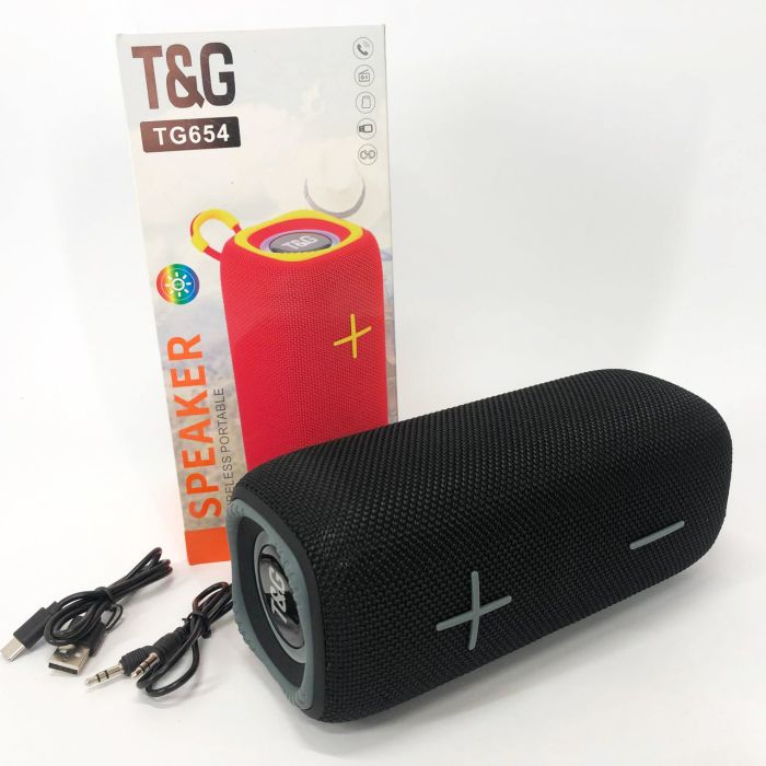 Портативная Bluetooth колонка TG654 8W с подсветкой, аккумуляторная колонка для музыки. Цвет: черный