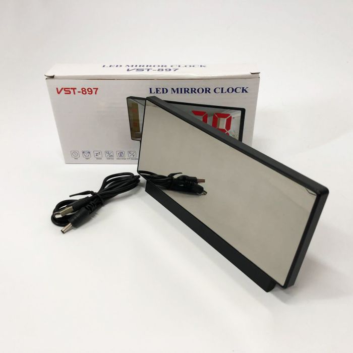 Часы сетевые настольные VST-897-1 (красная подсветка, температура, от USB кабеля), Настольные LED часы