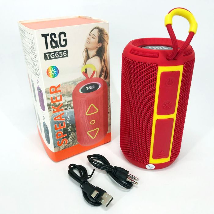 Bluetooth колонка портативная TG656 FM-радио, аккумуляторная колонка для музыки. Цвет: красный