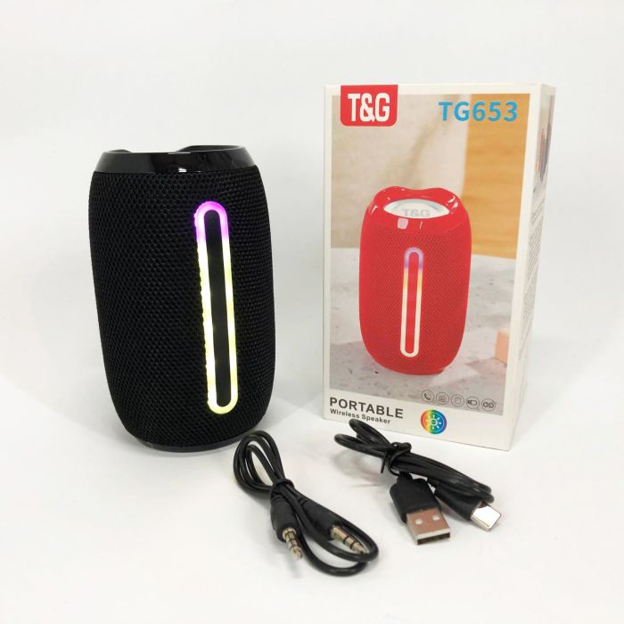 Портативная Bluetooth-колонка TG653 USB с ремешком, аккумуляторная колонка для музыки. Цвет: черный