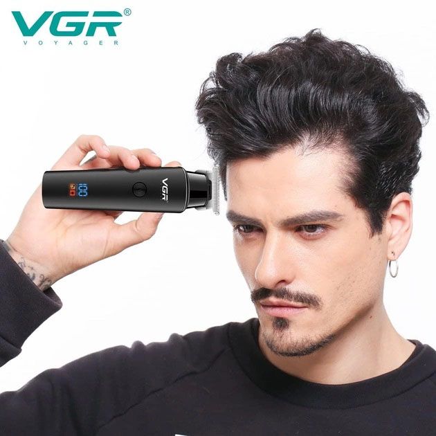 Триммер для волос VGR V-937, с USB-кабелем для зарядки, светодиодным дисплеем, 3 насадками